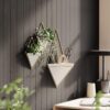 Trigg Hanging Planter Set of 2 - White/Brass Wall Vases for Succulents, Cactus, and Faux Plants - Image 4