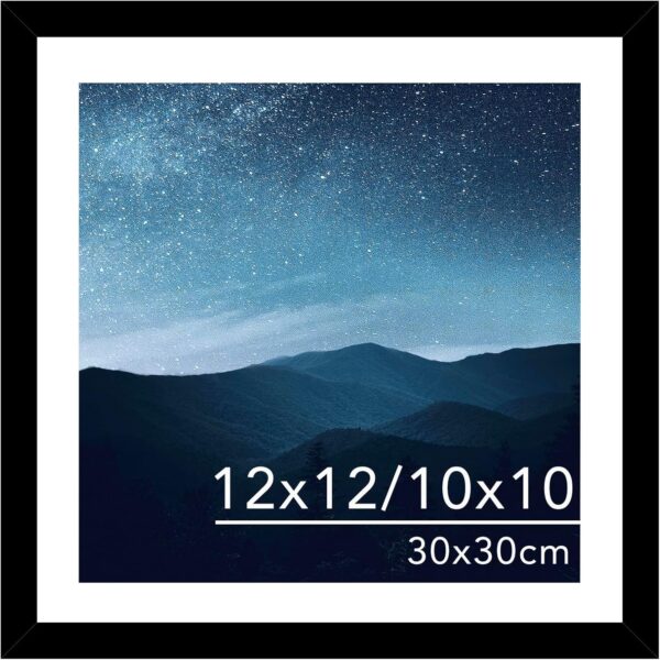 12x12 Black Picture Frame with Mat for 30x30cm Diamond Art, Plexiglass, Wall Hanging