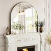 32" x 34" Arched Bathroom Mirror – Wall-Mounted Aluminum Frame, Silver - Image 6