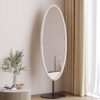 55" x 18.5" Oval Full Length Mirror with Black Stand – Flannel-Wrapped Frame - Image 4