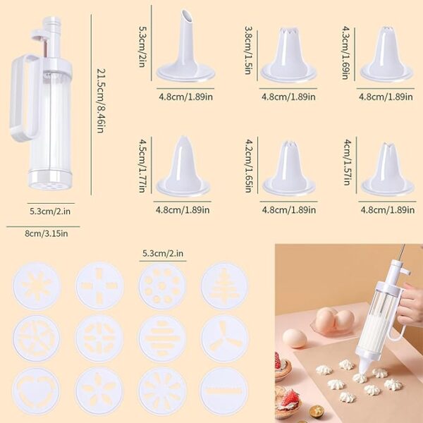 Cake Decorating Syringe Set with 6 Nozzles & 12 Cookie Decorating Tools