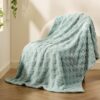50"x60" Sage Green Fleece Throw Blanket – Checkered, Cozy & Soft - Image 2