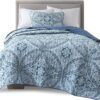 Gloria Damask Quilt Set – 2-Piece Twin/Twin XL, Aqua, Reversible with Vermicelli Stitching - Image 7