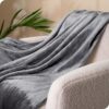 Grey Fleece Micro plush Blanket – Full/Queen, Ultra Soft & Lightweight - Image 3