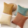 Set of 4 Velvet Throw Pillow Covers – Boho Farmhouse Fall Decor (18x18, Orange/Teal) - Image 2