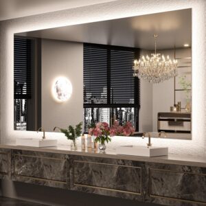 84" x 40" Backlit LED Bathroom Mirror – Dimmable, Anti-Fog, Shatterproof Glass