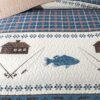 Fishing Quilt Set – Twin Size, Cabin Style with Sham, Blue Rustic Lakehouse Theme - Image 4