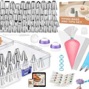 140-Piece Piping Set – 78 Tips, Russian Tips, Pastry Bags & Tools for Cake & Cupcake Decorating