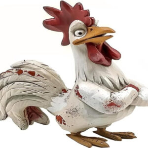 Funny White Rooster Statue – 6" Resin Farm Animal Sculpture for Kitchen & Table Décor
