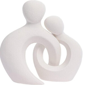 Ceramic Couple Sculpture – Abstract Lover Figurine for Home, Office, and Gifts (White)