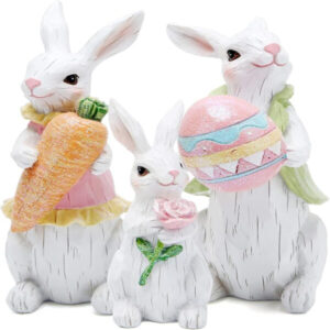 aster White Bunny Family – Spring Indoor Bunny Figurine Decor