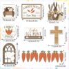 14pcs Easter Tiered Tray Decor Set – Bunny, Carrot & Wooden Block Signs for Tabletop - Image 3