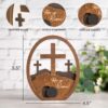He Is Risen Easter Decor – Walnut Wood Resurrection Scene & Christian Cross - Image 3