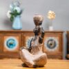 African Lady Statue – Antique Wood stone Figurine for Tabletop & Bookshelf Décor - Image 6