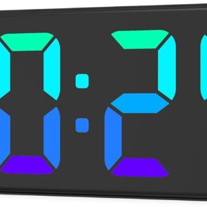 LED Digital Wall Clock – RGB Display, Auto-Brightness, Silent, 12/24Hr Format