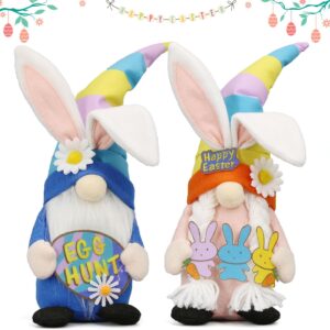Easter Bunny Gnome Decorations – Stuffed Spring Decor for Home, Tiered Tray & Desk