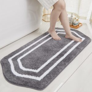 Extra Thick Bath Rug – Plush, Non-Slip, Water Absorbent, 100% Polyester (Grey, 24"x48")
