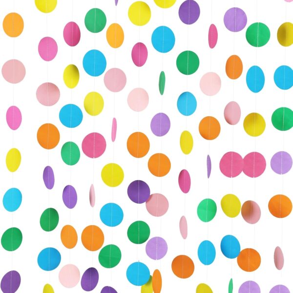 5pcs Colorful Paper Garland – 66ft Rainbow Dots for Birthday & Party Decor