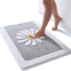 White Flower Bath Rug 24"x36" – Fluffy, Non-Slip, Super Soft, Machine Washable (Gray) - Image 5