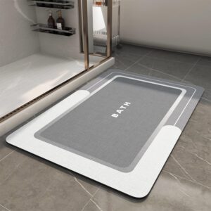 Non-Slip Quick Dry Bathroom Rug – Thin, Absorbent, Stain-Resistant Bath Mat 17"x27", Grey