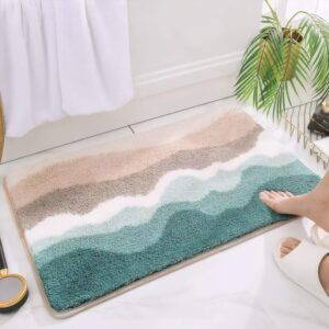 Microfiber Shaggy Rug 24"x16" – Soft, Absorbent, Non-Slip Floor Mat for Bathroom, Kitchen & More (Green)
