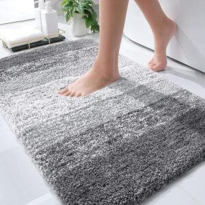 Microfiber Bathroom Rug 30x20 – Soft, Absorbent, Non-Slip, Quick Dry, Machine Washable (Grey)