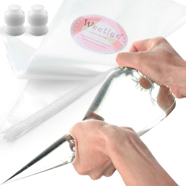 100-Pack 16" Pastry Piping Bags – Disposable, Anti-Burst with 2 Couplers for Decorating