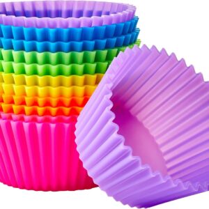 Reusable Silicone Muffin Cups, 12-Pack, Multicolor (2.9"x2.9"x1.3")