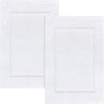 2-Pack Cotton Banded Bath Mats – 100% Ring-Spun, Absorbent Shower Floor Towels, 21"x34", White