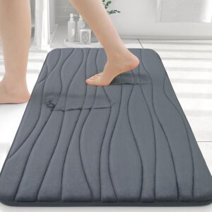 Foam Bath Rug 24x16 – Soft, Absorbent, Non-Slip, Machine Washable (Dark Grey)