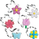 6pcs Flower Cookie Cutter Set – 3" Stainless Steel Cutters in Daisy, Tulip, Butterfly & More for Baking