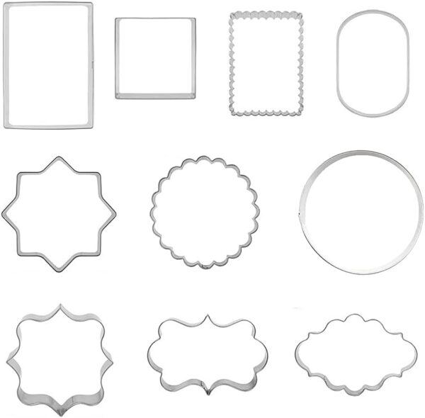 10-Piece Plaque Frame Cookie Cutter Set – Fondant & Biscuit Molds for Cookie & Fruit Shapes