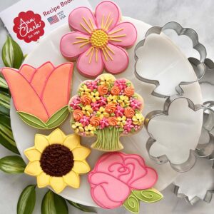 Mother's Day Summer Flower Cookie Cutter Set – 5pcs Made in USA: Rose, Sunflower, Tulip & More
