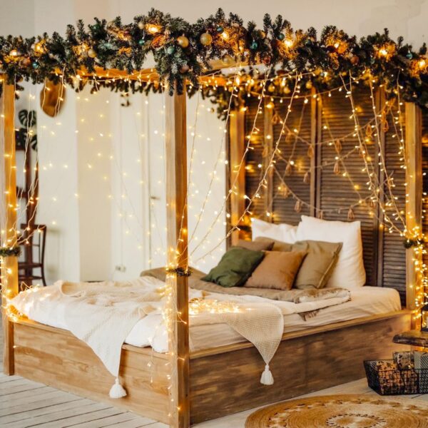 600 LED Curtain Lights, 9.5x19.6ft – Warm White Plug-In String Lights with Remote & 8 Modes