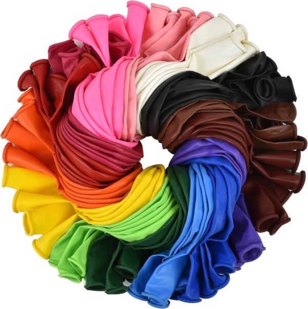 100-Pack 12" Extra Thick Latex Balloons – Assorted Rainbow Colors for Weddings & Parties