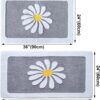 White Flower Bath Rug 24"x36" – Fluffy, Non-Slip, Super Soft, Machine Washable (Gray) - Image 4