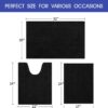 3-Piece Striped Black Bath Rug Set – Ultra Soft, Non-Slip, Absorbent Chenille Mats for Bathroom & More - Image 5