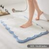 Microfiber Bath Rug 32"x20" – White with Blue Scalloped Trim, Cute Preppy Style, Non-Slip & Absorbent - Image 4