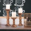 Set of 3 Wooden Candle Holders – Rustic Farmhouse Pillar Stands, 12", 9", 6" (Brown) - Image 4
