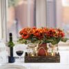 3-Piece Fall Mason Jar Centerpiece – LED Light, Wood Tray, Farmhouse Table Décor (Orange) - Image 3