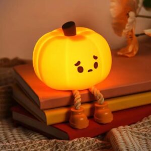 Pumpkin Night Light – LED Silicone Dimmable Lamp for Kids, Bedside Touch Lamp for Halloween Décor