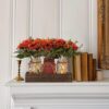 3-Piece Fall Mason Jar Centerpiece – LED Light, Wood Tray, Farmhouse Table Décor (Orange) - Image 2