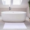 2-Pack Cotton Banded Bath Mats – 100% Ring-Spun, Absorbent Shower Floor Towels, 21"x34", White - Image 2