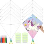 DIY Blank Kites Kit, 10 Packs, Craft Kit for Kids with 8 Watercolor Pens, Ages 4+