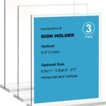 3-Pack 8.5x11 Acrylic Sign Holders – Vertical Double-Sided Display