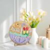 Hello Spring Wooden Table Sign – Rustic 3-Layer Round Decor (10") - Image 4
