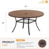 60" Round Outdoor Patio Table for 8-10 with Adjustable Umbrella Hole (Walnut) - Image 4