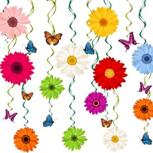 48pcs Spring Sunflower & Butterfly Hanging Swirl Decorations – Party Ceiling & Wall Decor