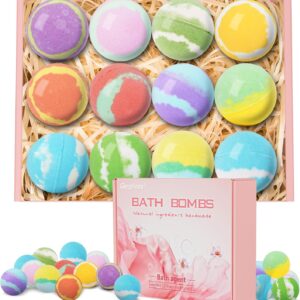 Bath Bombs Gift Set for Women – 12 XXL Organic Shea Butter Fizzies, Spa Bubble Bath