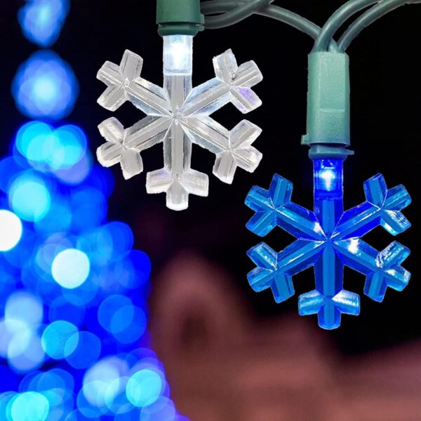 12.8ft 50 LED Snowflake Lights – Cool White & Blue for Christmas & Home Decor